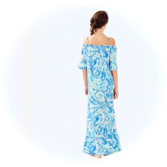 LILLY PULITZER | L / 8 - 10 | Girls Clary Maxi Dress In Bennett Blue Salty Seas - Picture 2 of 10
